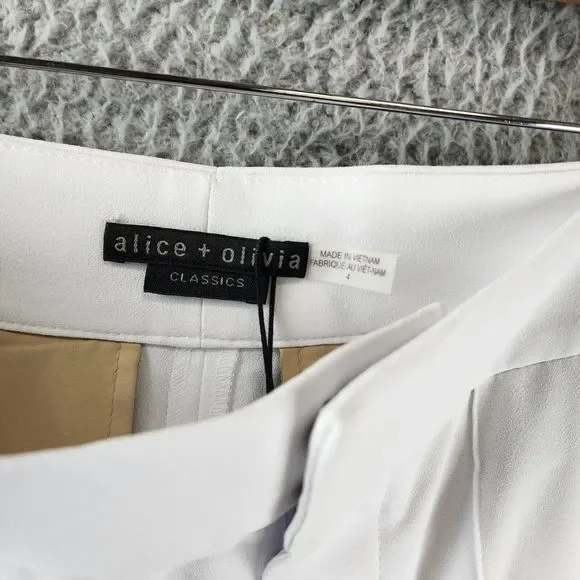 Alice +Olivia Dylan High Waist Wide Leg Pants Women's 4 White Hook & Eye Closure - Picture 8 of 13